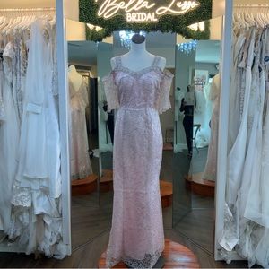 Over-lace fit and flair dress